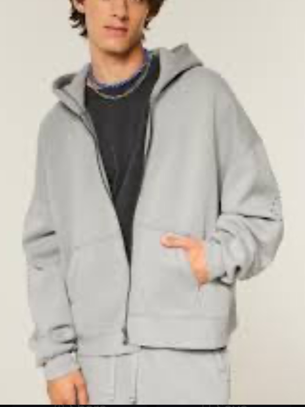 Hollister Men’s Studded Zip-Up Hoodie Rectangle Fit Y2K XS